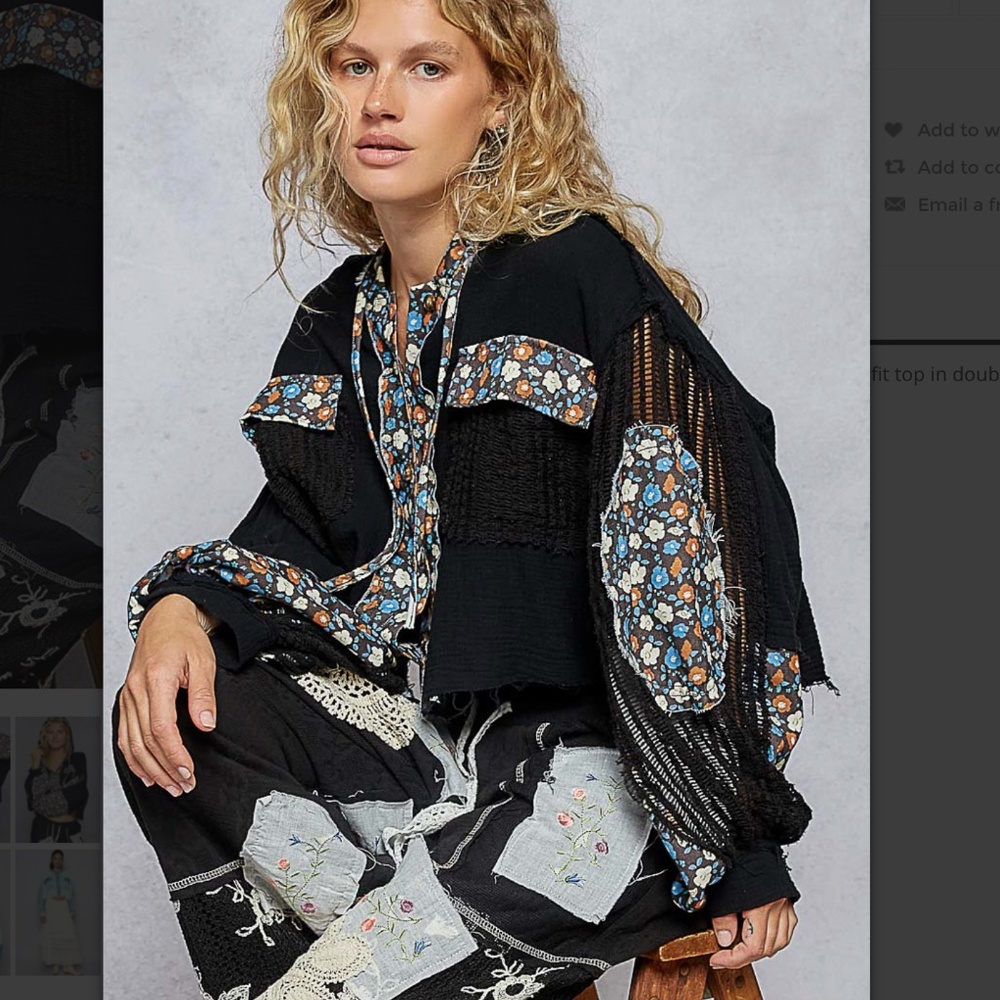 New POL Black Jacket with Floral Pattern - Picture 2 of 8